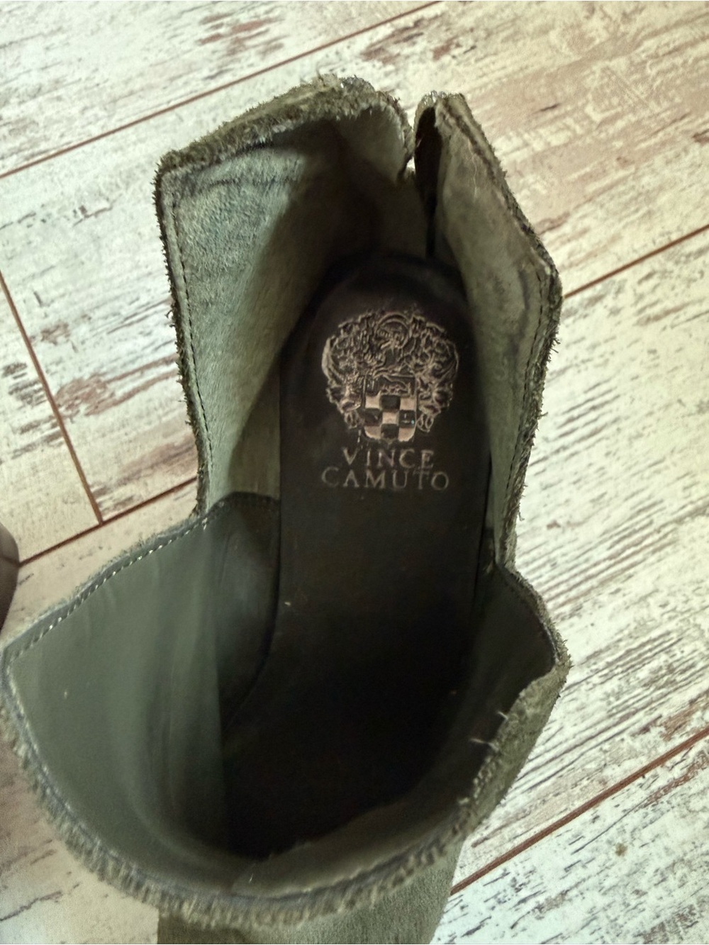 Vince Camuto Olive Suede Pointed-Toe Ankle Booties - Picture 5 of 5